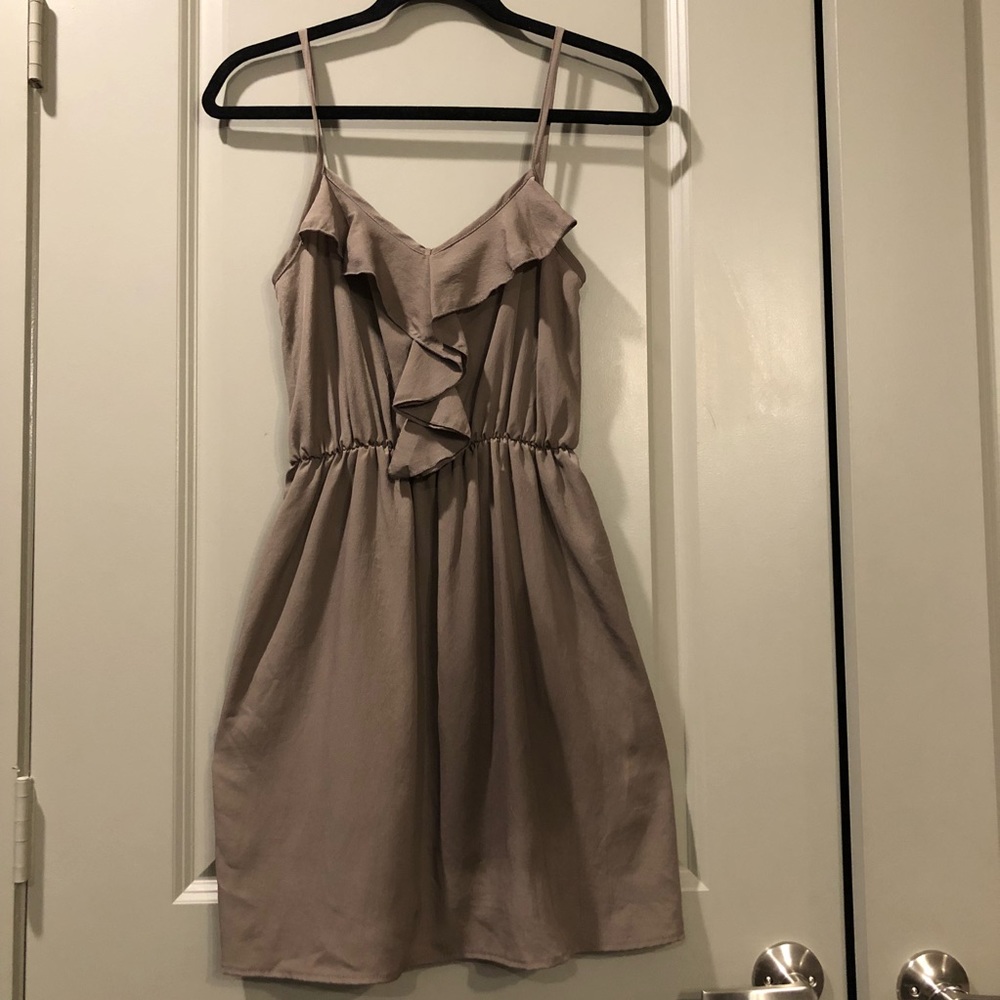 Mine Brand | Beige Cinched Waist Dress